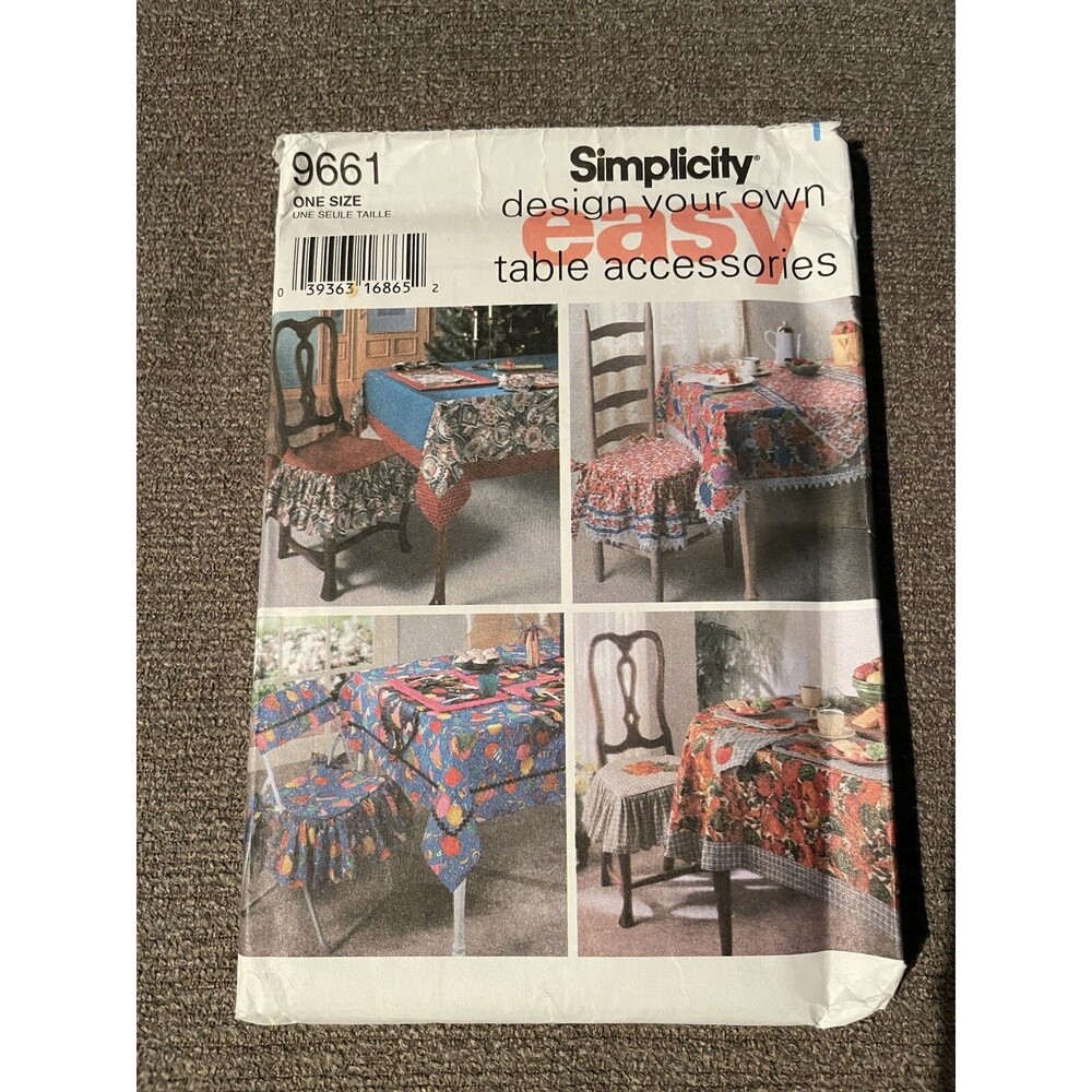 Simplicity Sewing Pattern 9661 Tablecloth Chair Covers Napkins Runners Place Mat